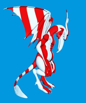 Computer generated 3D illustration with a gargoyle sculpture isolated on blue background