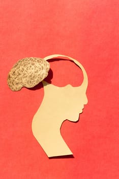 Human Brain Isolated Within Human Head. Paper Illustration. Feelings of isolation and Mental Health concepts.