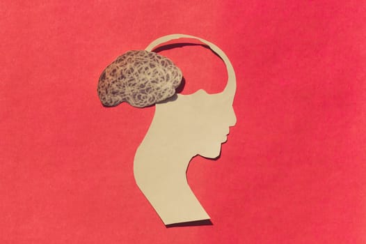 Human Brain Isolated Within Human Head. Paper Illustration. Feelings of isolation and Mental Health concepts.
