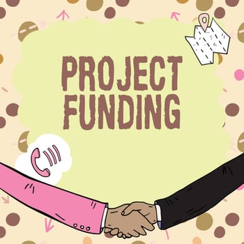 Inspiration showing sign Project Funding, Business overview paying for start up in order make it bigger and successful Empty frame decorated with communication symbols represent business meeting