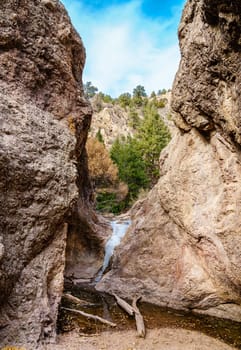 End point of hiking trail in Grasshopper Canyon near Santa Fe, New Mexico