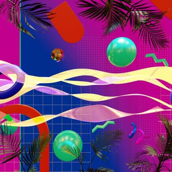 3D illustration Background for advertising and wallpaper in art retro and memphis art scene. 3D rendering in decorative concept.