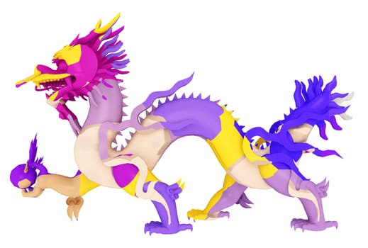 Computer generated 3D illustration with a Chinese dragon statue isolated on white background
