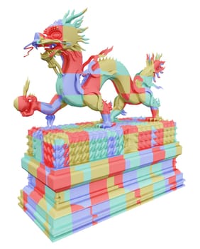Computer generated 3D illustration with a Chinese dragon statue isolated on white background