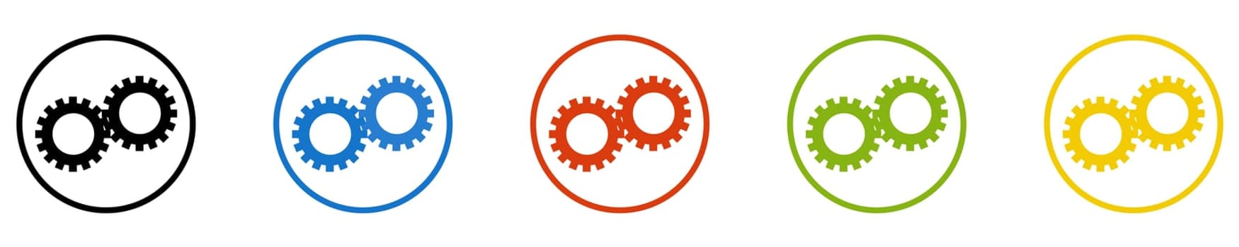 Cogwheel Icon - Set of 5 Buttons: Mechanical