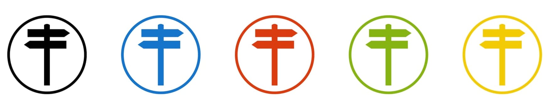 Signpost Icon - Set of 5 Buttons: Guidepost