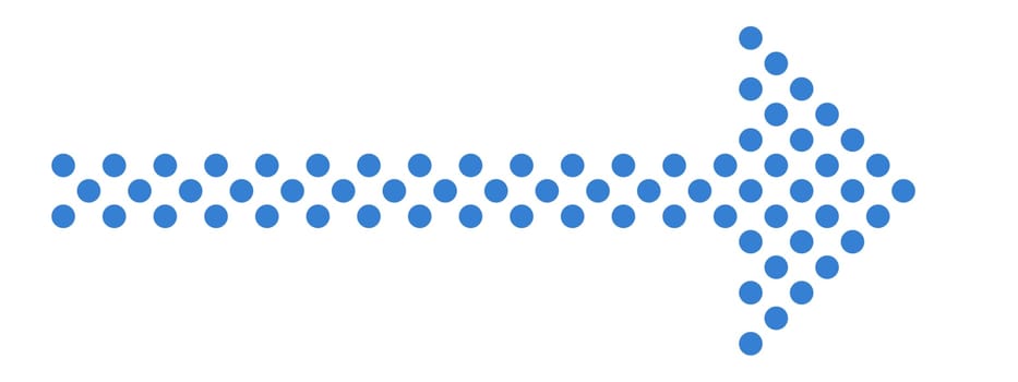 Dotted arrow with blue color showing right direction