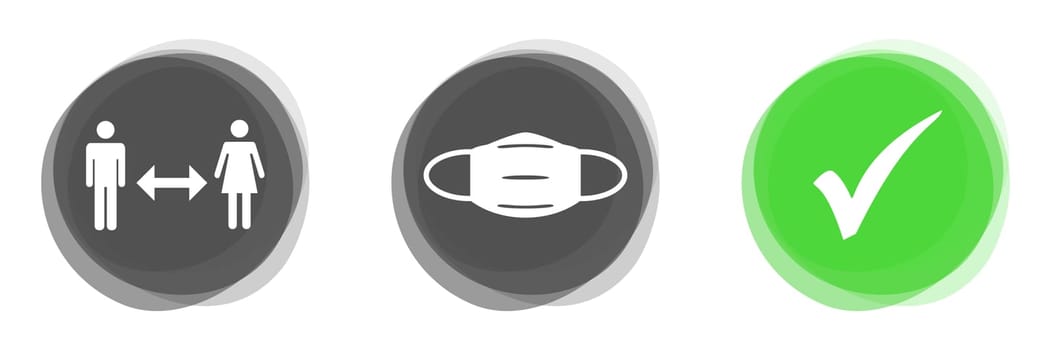 Social Distancing and Face Mask with Checkmark icon