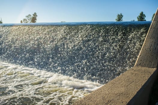 Las Crispitas diversion dam. Flood control infrastructure outskirts Badajoz, Extremadura, Spain