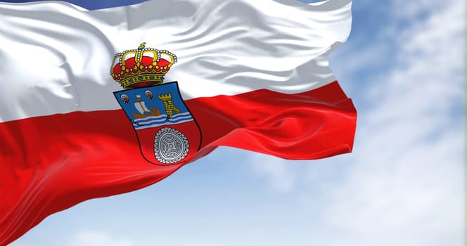 The flags of the Arkansas state and United States waving in the wind. Democracy and independence. American state. Seamless 3D animation