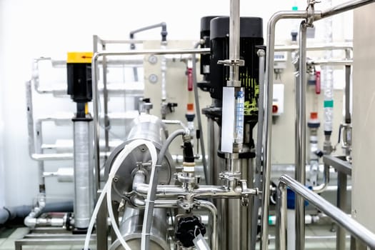 Pipes and water pump on pharmaceutical industry or chemical plant