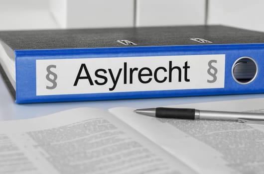 File folder with the label Asylum Law
