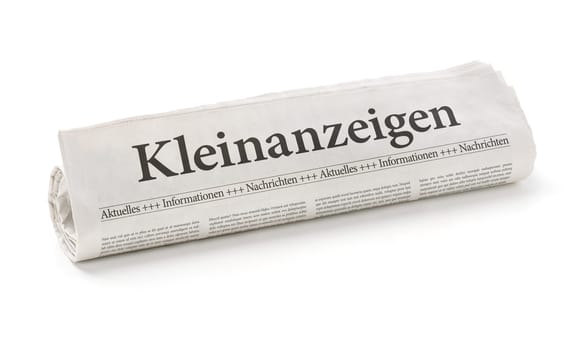 Newspaper roll with the heading Classifieds