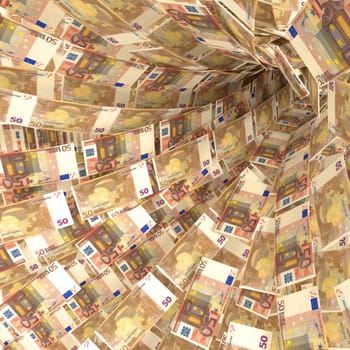Money swirl of 50 euro notes