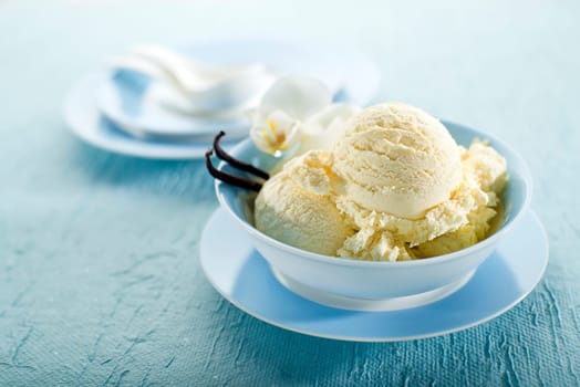 Vanilla ice cream on a white background