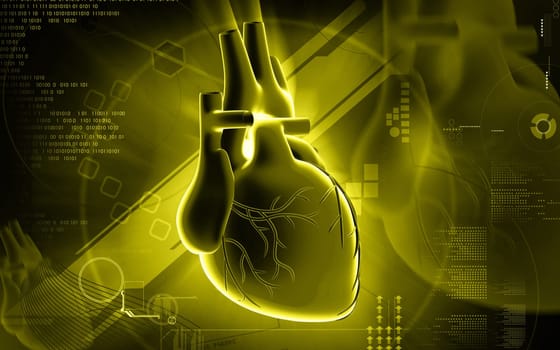 Digital illustration of heart in colour background