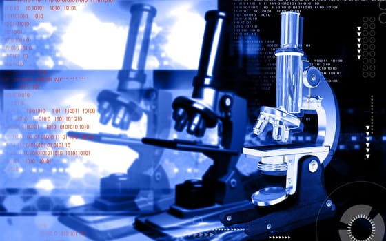 Digital illustration of microscope in colour background