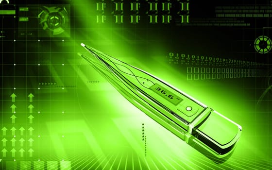 Digital illustration of thermometer in colour background
