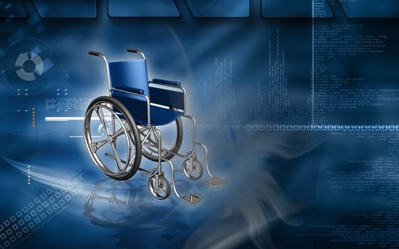 Digital Illustration of wheel chair in colour background