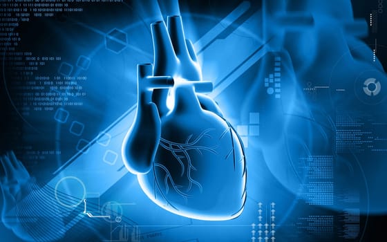 Digital illustration of heart in colour background