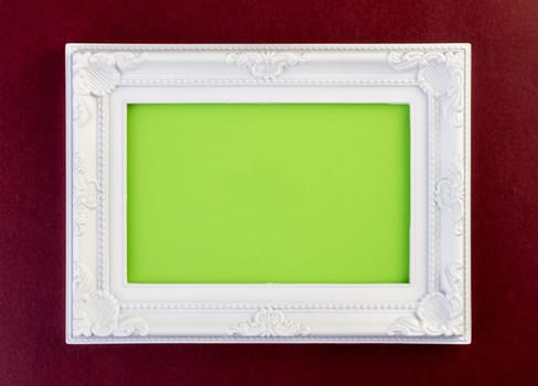 White Frame on dark red with green for your copy