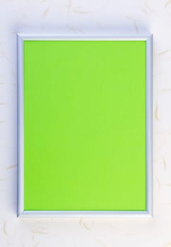 Silver Frame with green screen on white background