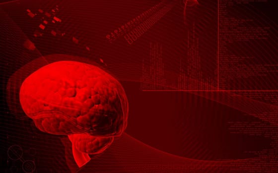 Digital illustration of brain in colour background