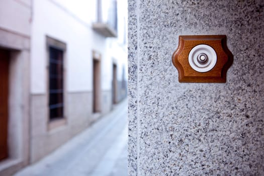 Ancient style doorbell button made of porcelain and wood