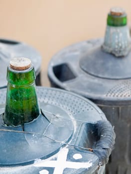 Home made wine carafes for sell on traditional rural street market