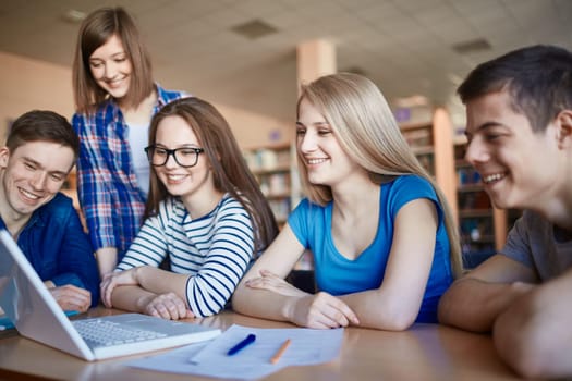 Happy college friends networking at lesson