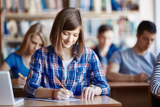 Highschool student carrying out task at workplace