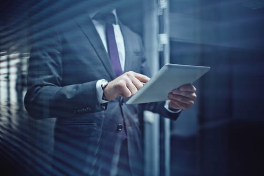 Close-up of businessman using touchpad