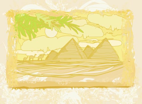 old paper with pyramids giza