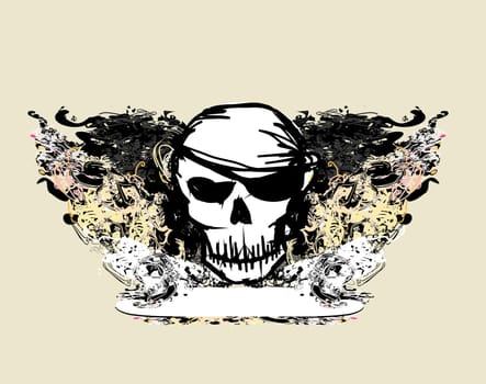 Skull Pirate - retro card
