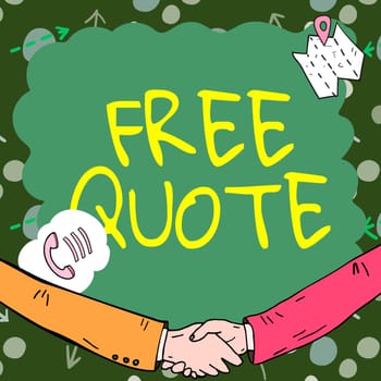 Text showing inspiration Free Quote, Business idea A brief phrase that is usualy has impotant message to convey Empty frame decorated with communication symbols represent business meeting