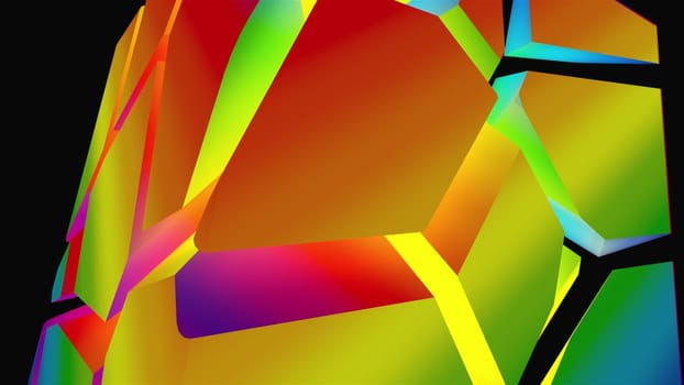 Colored broken cube. Computer generated 3d render