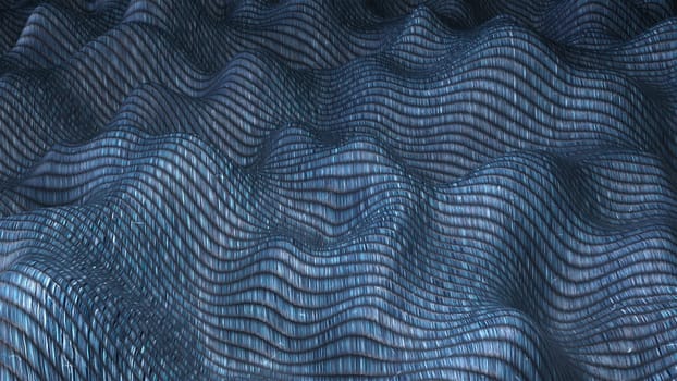 Blue wave fabric. Computer generated 3d render