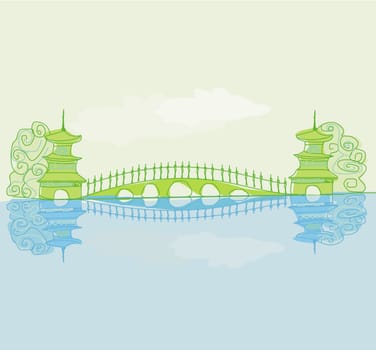 Vector illustration of abstract styled Decorative Traditional Japanese background