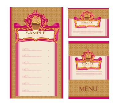 menu coffee shop and restaurant set