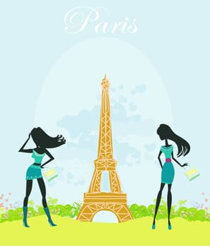 beautiful fasihon girls silhouettes Shopping in Paris