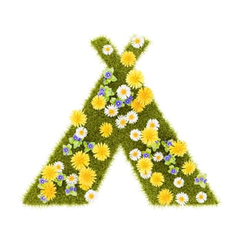 Flowery Grassy Tent Symbol Shape Isolated on White Background 3D Illustration