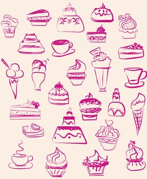 Set doodle of sweets