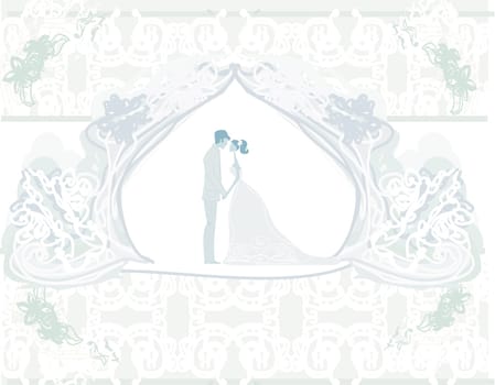 elegant wedding invitation card with wedding couple
