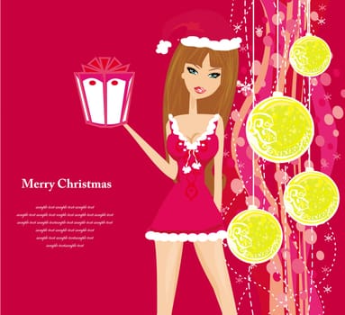 beautiful pin-up girl in Christmas inspired costume