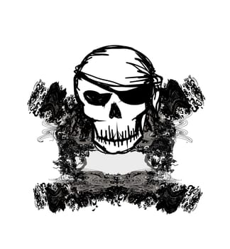 Skull Pirate - retro card