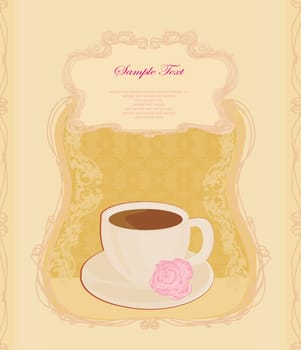 Cup of coffee with abstract design elements