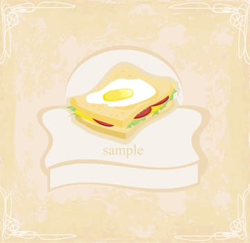 Horizontal grunge background with sandwich