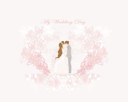 elegant wedding invitation card with wedding couple