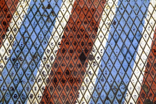 Detail of painted and decorated metallic non-slip floor