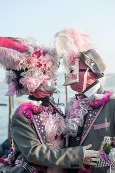 VENICE, ITALY - Febrary 21 2019: The masks of the Venice carnival 2019.